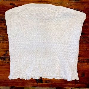 Garage White Ruched Tube Top